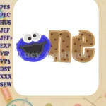 Cookie Monster One Birthday Fill Machine Embroidery Design - Instant Download