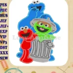 Cookie Monster and Elmo Sesame Street Applique Design - Instant Download