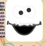 Cookies Sesame Street Face Applique Embroidery Design - Instant Download