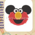Elmo Ears Sesame Street Mickey Mouse Filled Embroidery Design - Instant Download