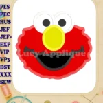 Elmo Sesame Street Head Applique Embroidery Design - Instant Download