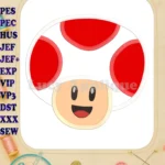 Face Toad Super Mario Applique Embroidery Design - Instant Download