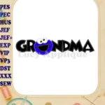 Grandma Cookie Monster Applique Embroidery Design - Instant Download
