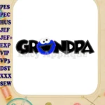 Grandpa Cookie Monster Applique Embroidery Design - Instant Download