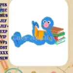 Grover Reading Sesame Street Applique Design - Instant Download