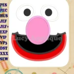 Grover Sesame Street Face Applique Embroidery Design - Instant Download