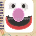 Grover Sesame Street Face Fill Machine Embroidery Design - Instant Download