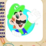 Luigi Super Mario Applique 01 Embroidery Design - Instant Download