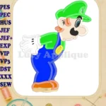 Luigi Super Mario Applique 02 Embroidery Design - Instant Download