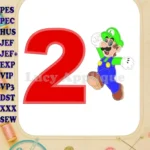 Luigi Super Mario Birthday Number 2 Applique 03 Design - Instant Download