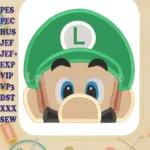 Luigi Super Mario Head 02 Fill Machine Embroidery Design - Instant Download