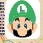 Luigi Super Mario Head Applique Embroidery Design 1 - Instant Download