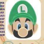 Luigi Super Mario Head Fill Machine Embroidery Design - Instant Download