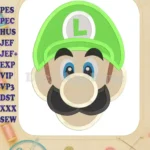 Luigi Super Mario Head Fill Machine Embroidery Design 2 - Instant Download