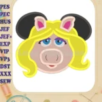 Miss Piggy Sesame Street Ears Fill Machine Embroidery Design - Instant Download