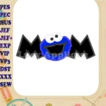 Mom Cookie Monster Applique Embroidery Design - Instant Download