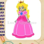 Princess Peach Super Mario Applique 01 Embroidery Design - Instant Download