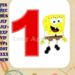 Sponge Bob Birthday Number 1 Applique Design - Instant Download