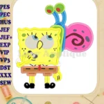 SpongeBob SquarePants With Gary the Snail Applique Design - Instant Download