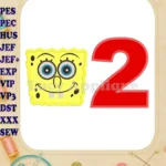 Spongebob Squarepants Birthday Number 2 Applique Design - Instant Download