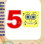 Spongebob Squarepants Birthday Number 5 Applique Design - Instant Download