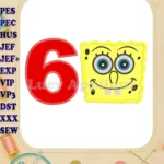 Spongebob Squarepants Birthday Number 6 Applique Design - Instant Download