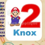 Super Mario Birthday Knox Number 2 Applique Embroidery Design - Instant Download