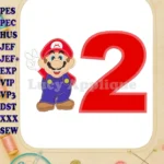 Super Mario Birthday Number 2 Applique Design - Instant Download