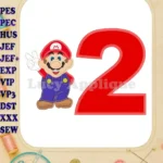 Super Mario Birthday Number 2 Applique Embroidery Design - Instant Download