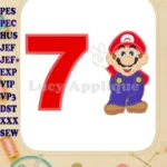 Super Mario Birthday Number 7 Applique Design - Instant Download
