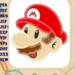 Super Mario Head Applique 02 Embroidery Design - Instant Download