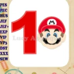 Super Mario Head Birthday Number 1 Applique Design - Instant Download