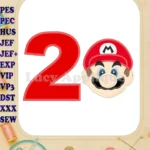 Super Mario Head Birthday Number 2 Applique Design - Instant Download