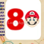 Super Mario Head Birthday Number 8 Applique Design - Instant Download