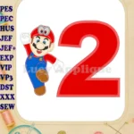 Super Mario Odyssey Birthday Number 2 Applique 01 Design - Instant Download