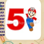 Super Mario Odyssey Birthday Number 5 Applique 01 Design - Instant Download