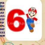Super Mario Odyssey Birthday Number 6 Applique 01 Design - Instant Download