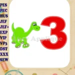 Arlo The Good Dinosaur Birthday Number 3 Applique Design - Instant Download