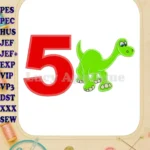 Arlo The Good Dinosaur Birthday Number 5 Applique Design - Instant Download