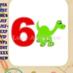 Arlo The Good Dinosaur Birthday Number 6 Applique Design - Instant Download