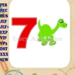 Arlo The Good Dinosaur Birthday Number 7 Applique Design - Instant Download