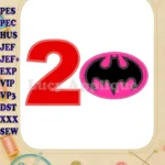 Batgirl Birthday Number 2 Applique Design - Instant Download