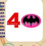 Batgirl Birthday Number 4 Applique Design - Instant Download