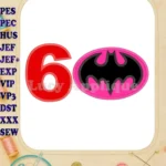 Batgirl Birthday Number 6 Applique Design - Instant Download