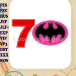 Batgirl Birthday Number 7 Applique Design - Instant Download