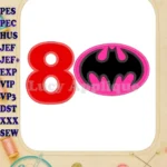 Batgirl Birthday Number 8 Applique Design - Instant Download