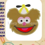 Fozzie Muppet Baby Head 01 Applique Embroidery Design - Instant Download