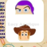 Head Buzz Lightyear and Sheriff Woody Toy Story Applique Embroidery Design - Instant Download
