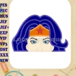 Head Wonder Woman Applique Embroidery Design - Instant Download
