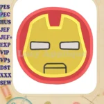 Iron Man Baby Superhero Head Filled Embroidery Design - Instant Download